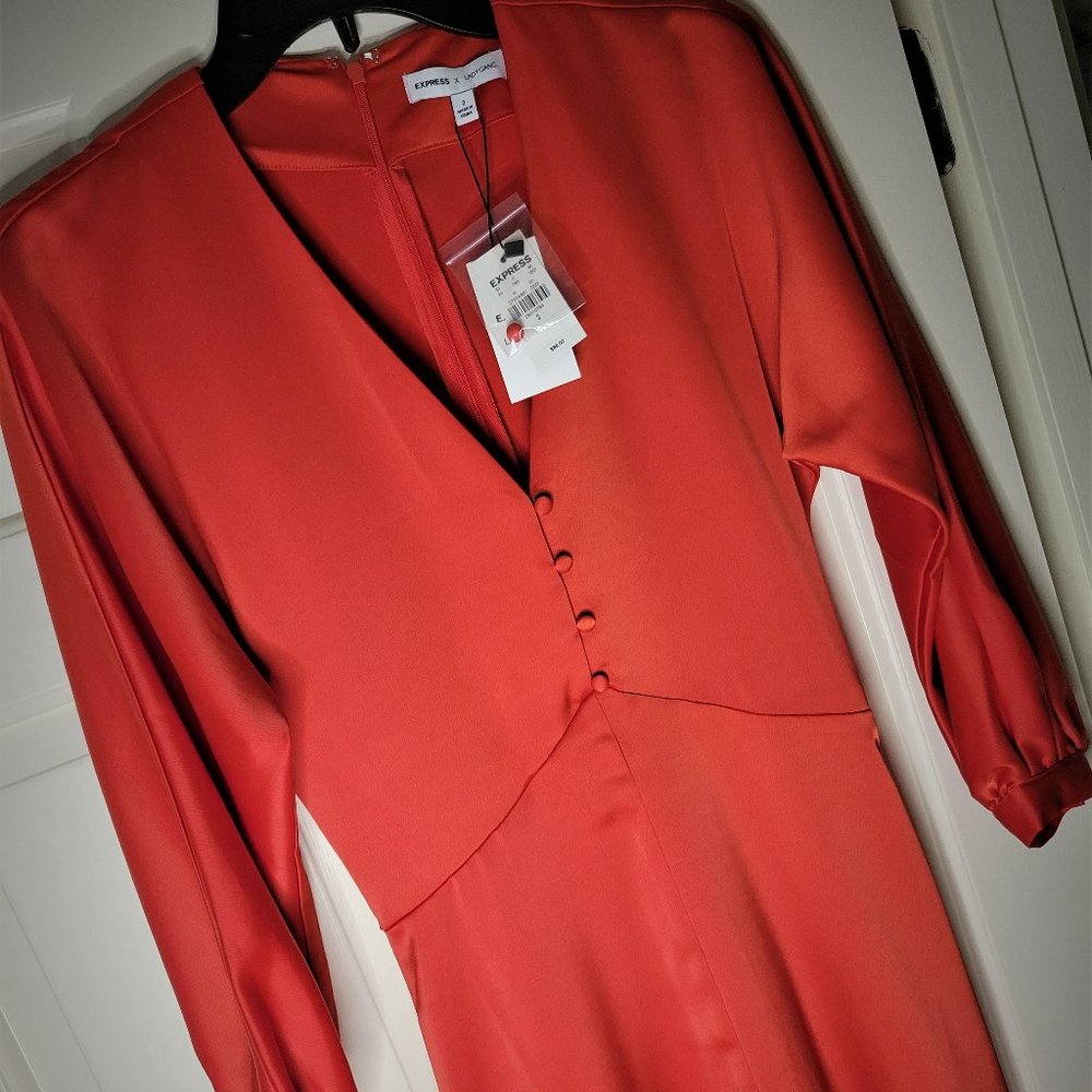 Tomato Red Express Midi Dress, Size 2